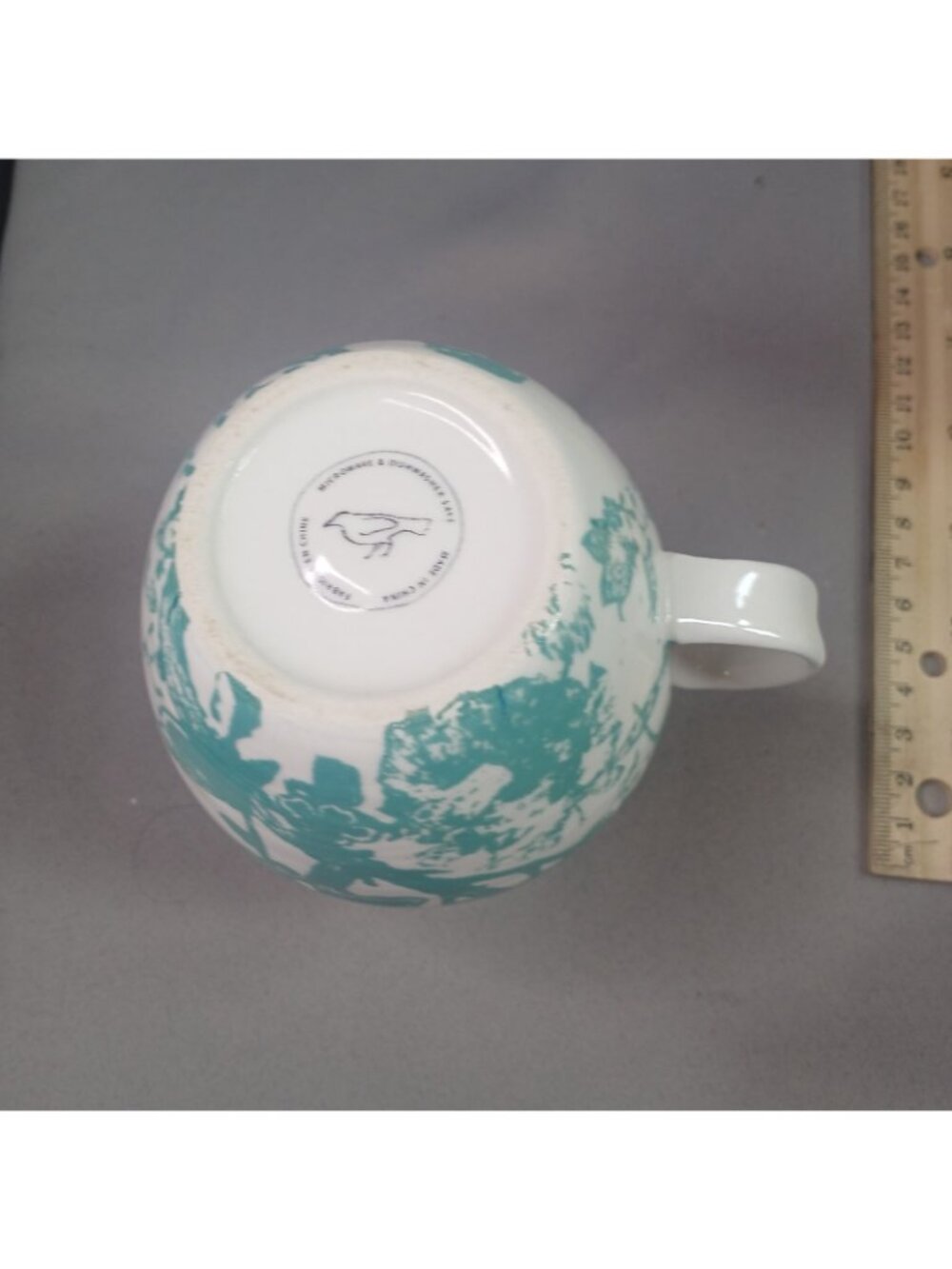 Anthropologie Homegrown Inital Monogram S Green Floral Boho Coffee Mug Tea Cup - Picture 16 of 16